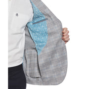 Light Grey Plaid Knit Blazer (Light Grey) 