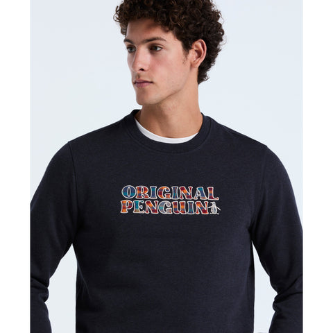 Plaid Logo Graphic Fleece Crewneck (Sapphire Htr) 