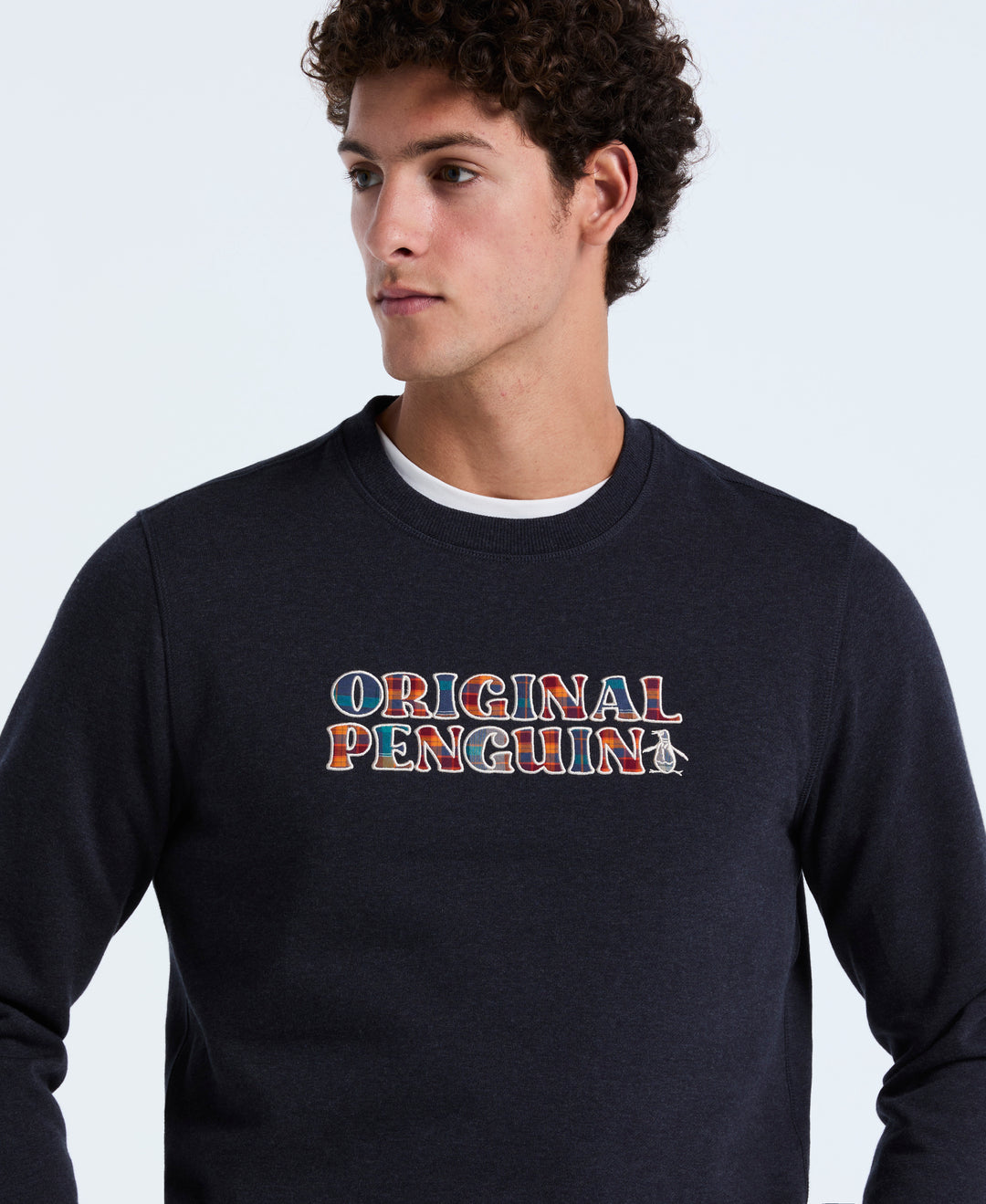 Plaid Logo Graphic Fleece Crewneck (Sapphire Htr) 