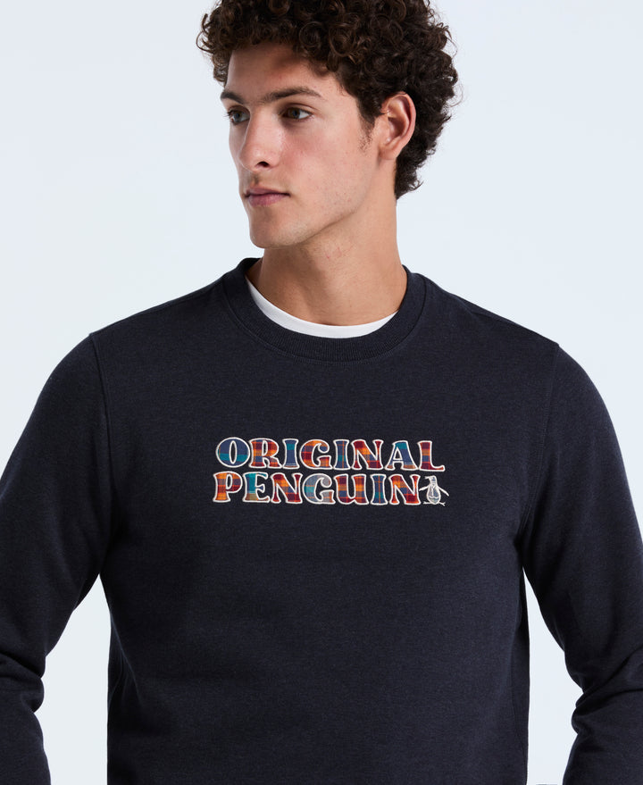 Plaid Logo Graphic Fleece Crewneck (Sapphire Htr) 