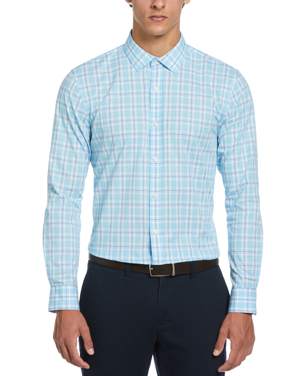 Plaid Print Dress Shirt  (Aquarius) 