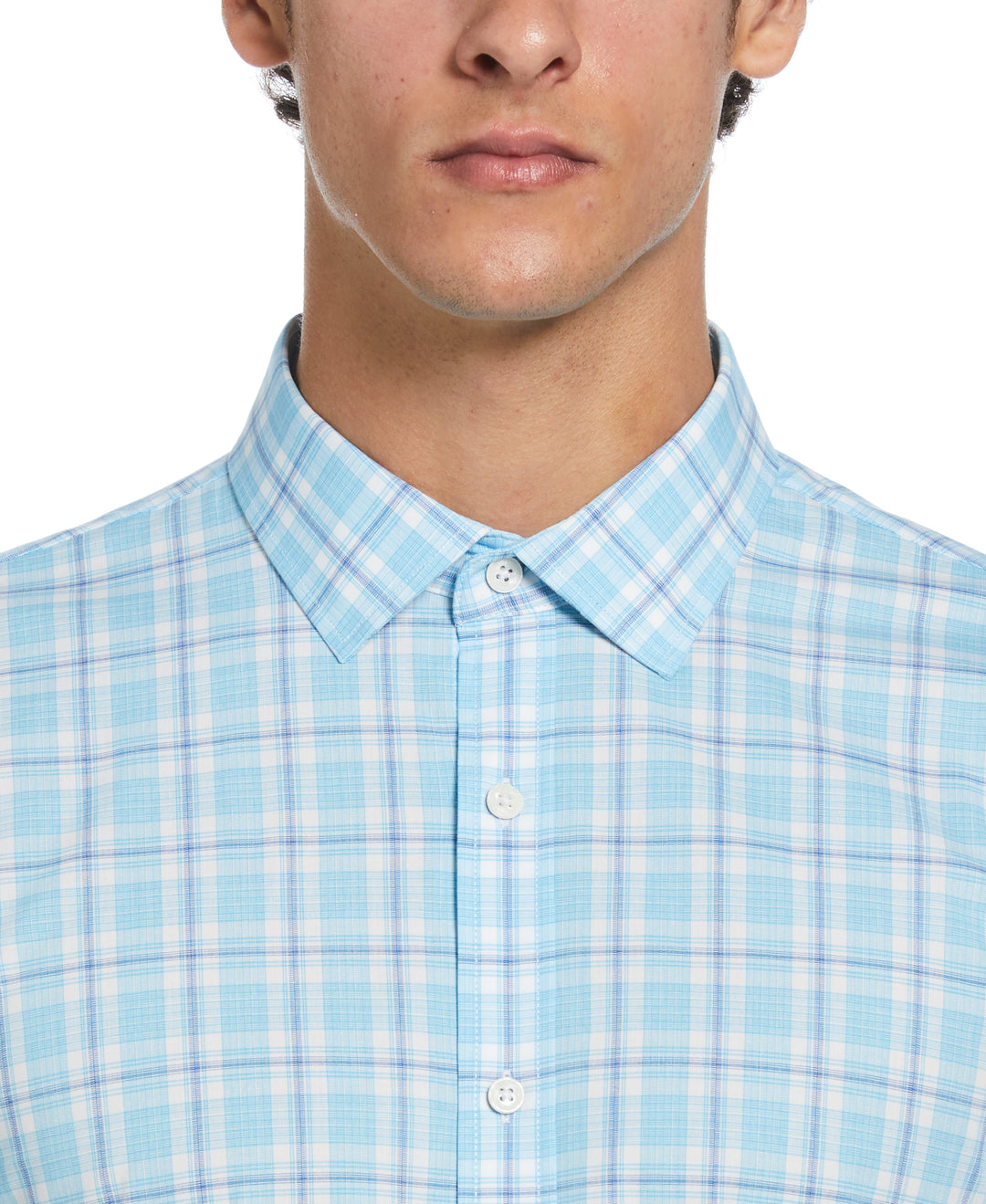 Plaid Print Dress Shirt  (Aquarius) 