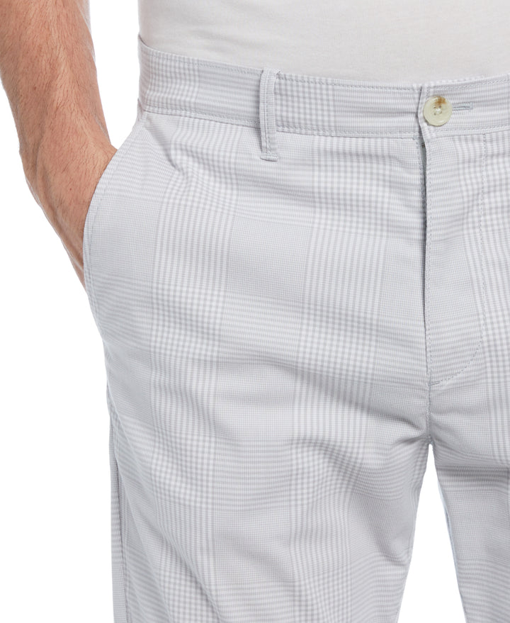 Cotton Blend Slim Fit Plaid Pants (Bright White) 