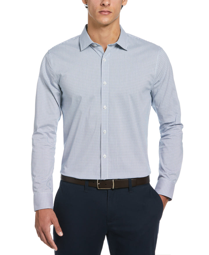 Mini Check Print Dress Shirt  (Dark Sapphire) 