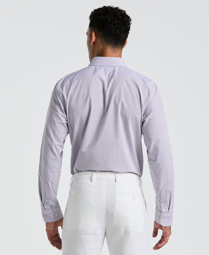 Plum Mini Check Print Dress Shirt (Plum) 