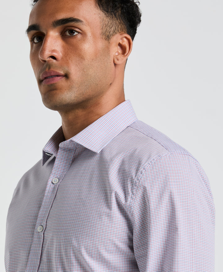 Plum Mini Check Print Dress Shirt (Plum) 