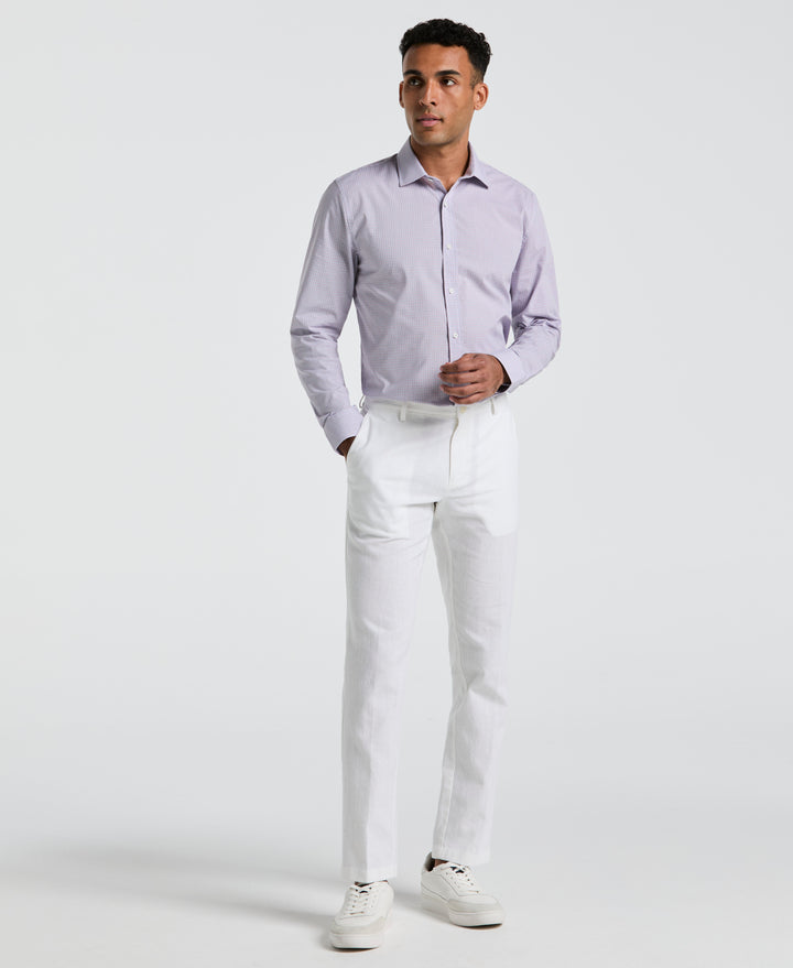 Plum Mini Check Print Dress Shirt (Plum) 