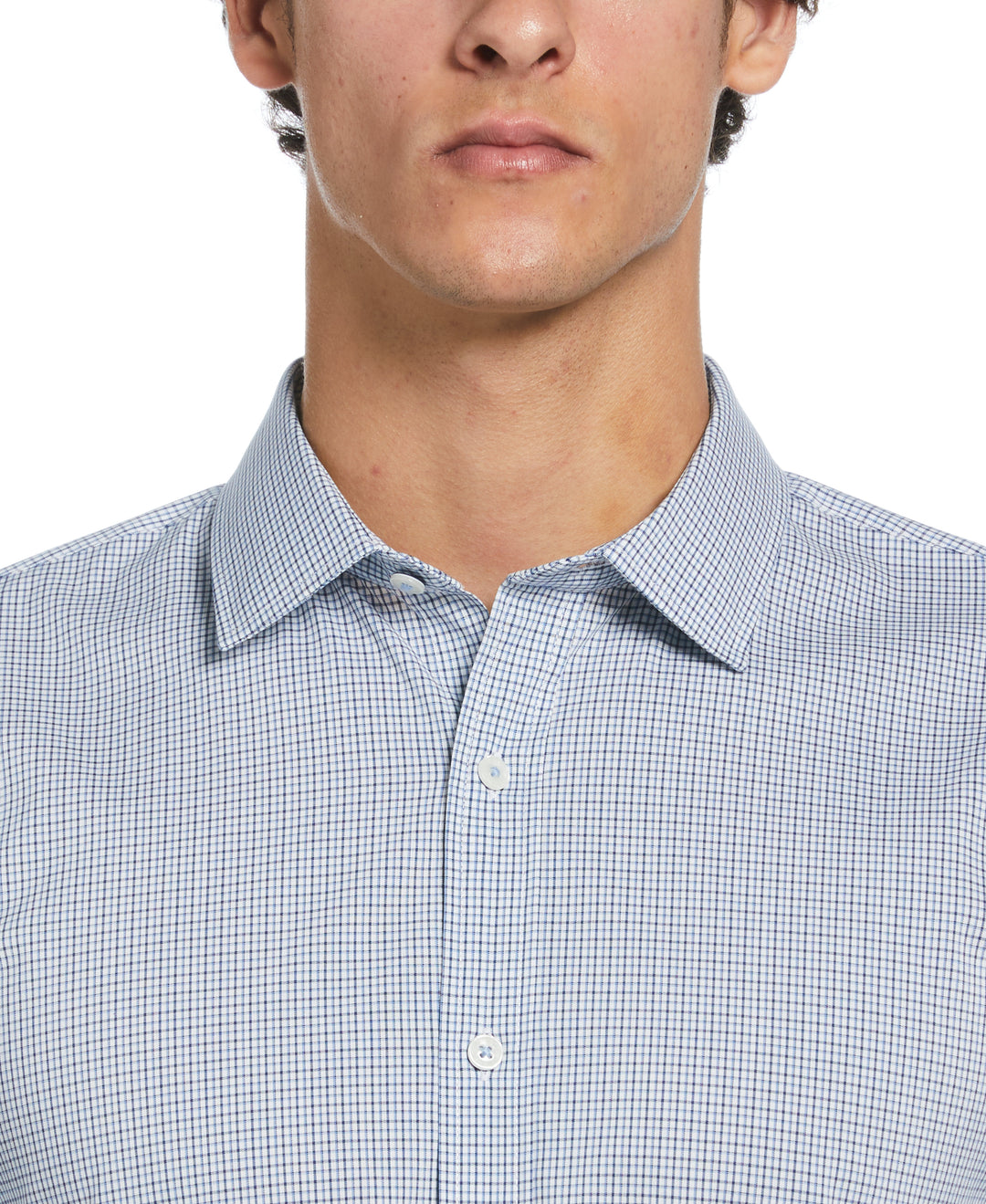 Mini Check Print Dress Shirt  (Dark Sapphire) 