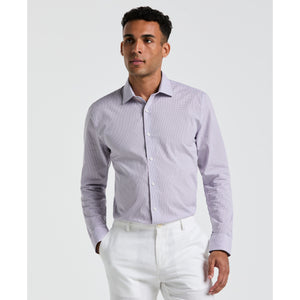 Plum Mini Check Print Dress Shirt (Plum) 