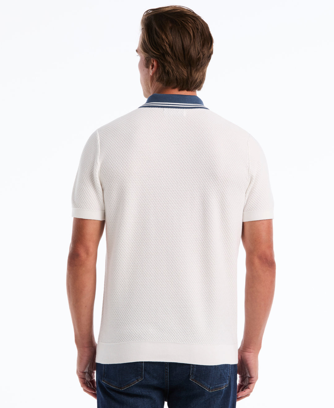 Popcorn Stitch Sweater Polo (Bright White) 