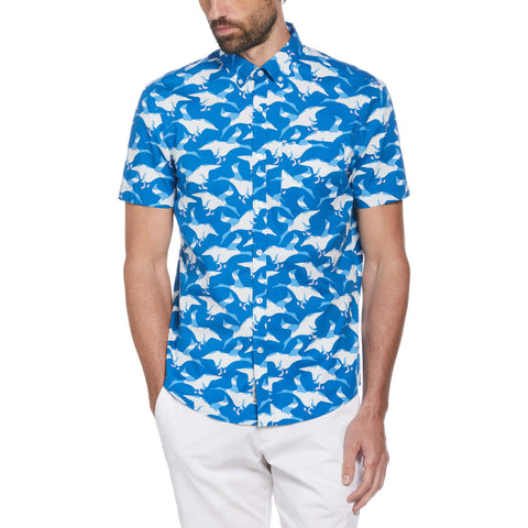 Poplin Bird Print Shirt (Classic Blue) 