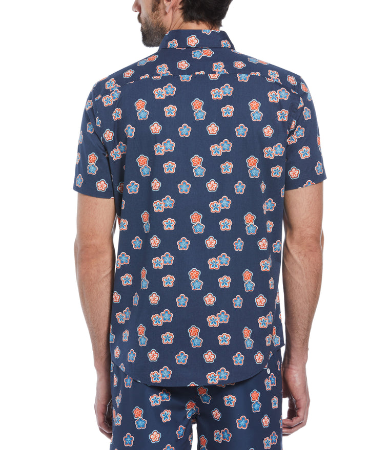 Poplin Hibiscus Print Shirt (Sargasso Sea) 