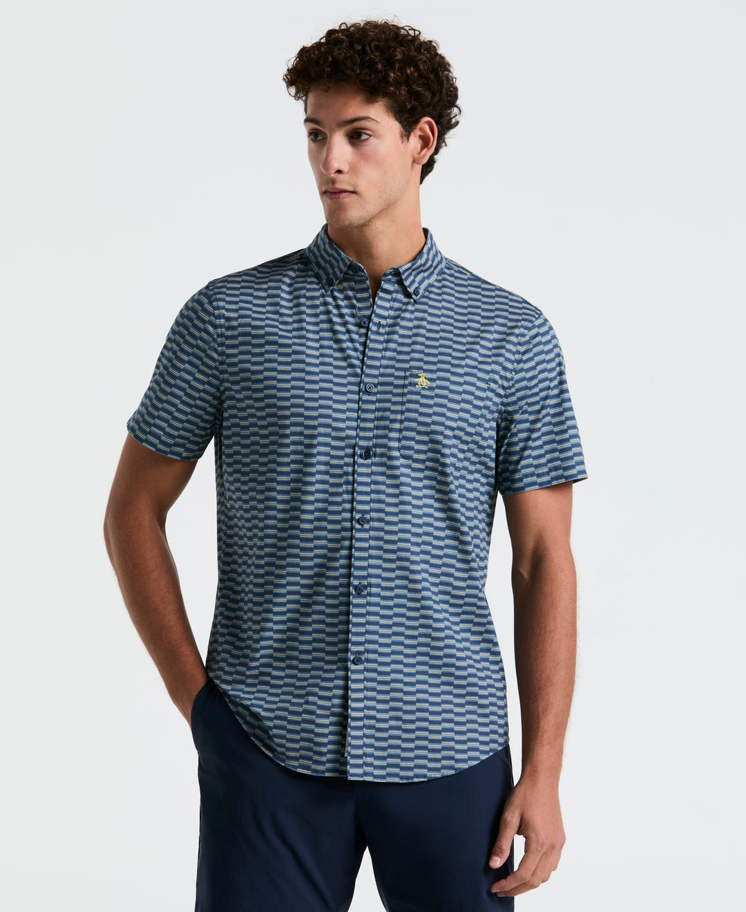 Poplin Line Geo Shirt (Sargasso Sea) 