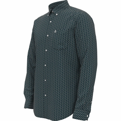 Poplin Lines Printed Shirt (Dark Sapphire) 