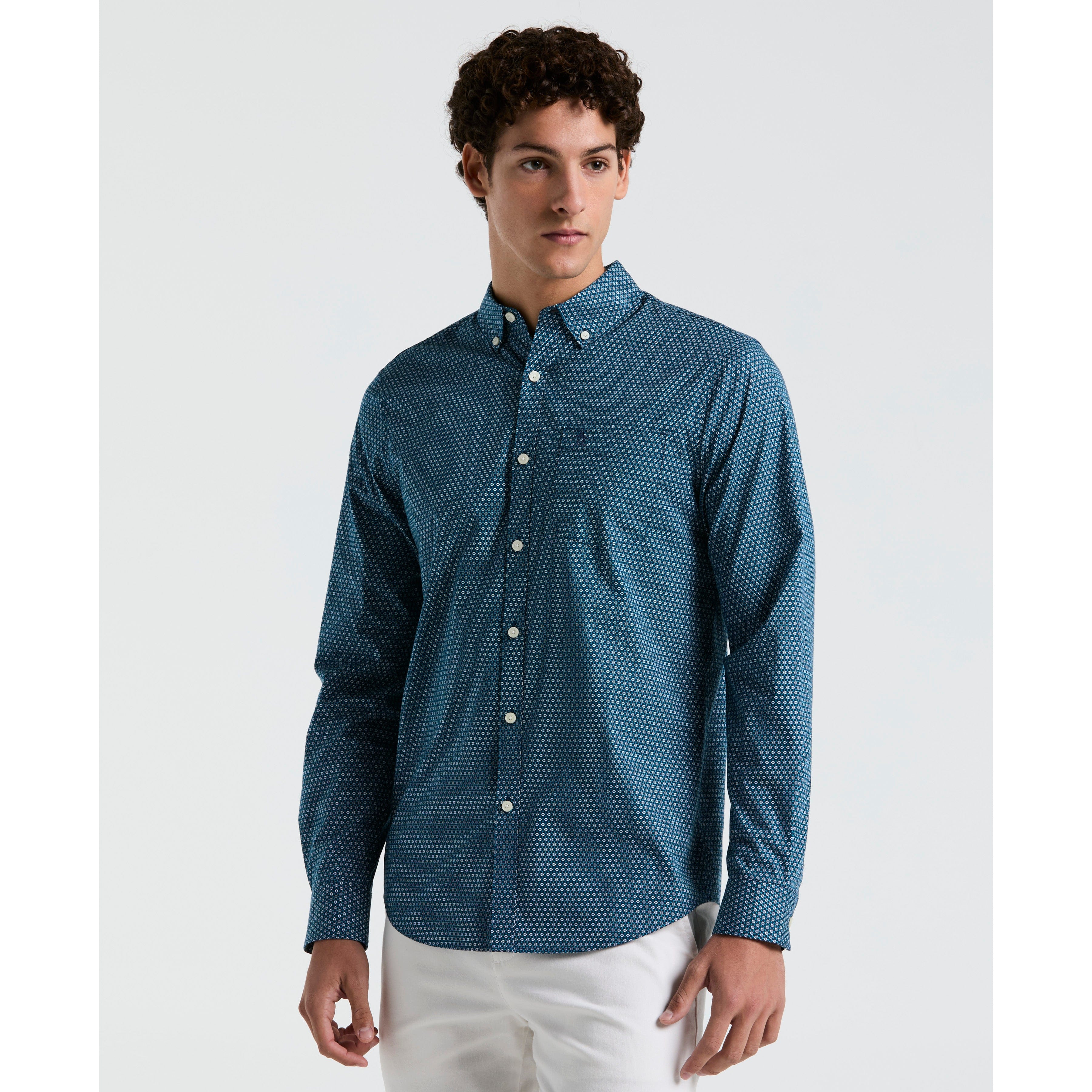 Poplin Mini Floral Geo Print Shirt | Original Penguin US
