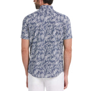 Poplin Palm Leaves Print Shirt (Sargasso Sea) 