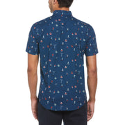 Poplin Ski Print Shirt (Poseidon Blue) 