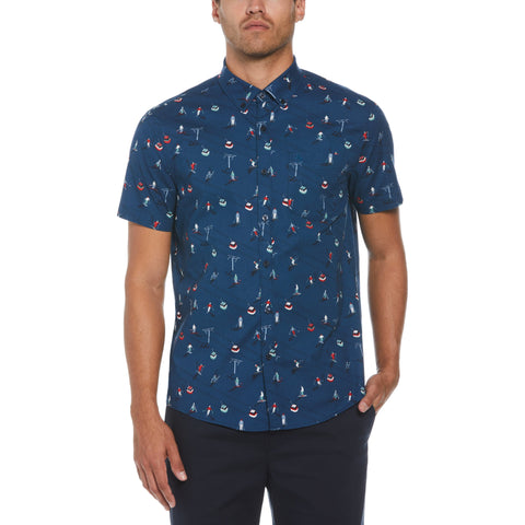 Poplin Ski Print Shirt (Poseidon Blue) 
