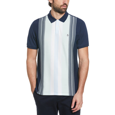 Premium Stripe Short Sleeve Polo Shirt (Dress Blues) 