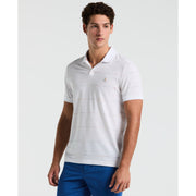 Space Dye Striped Polo Shirt (Bright White) 