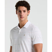 Space Dye Striped Polo Shirt (Bright White) 
