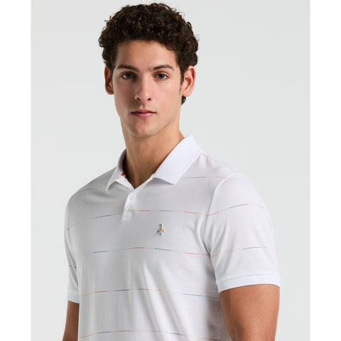 Space Dye Striped Polo Shirt (Bright White) 