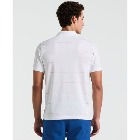 Space Dye Striped Polo Shirt (Bright White) 
