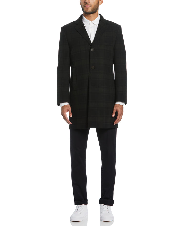Olive Plaid Priel Overcoat (Black/Aster) 