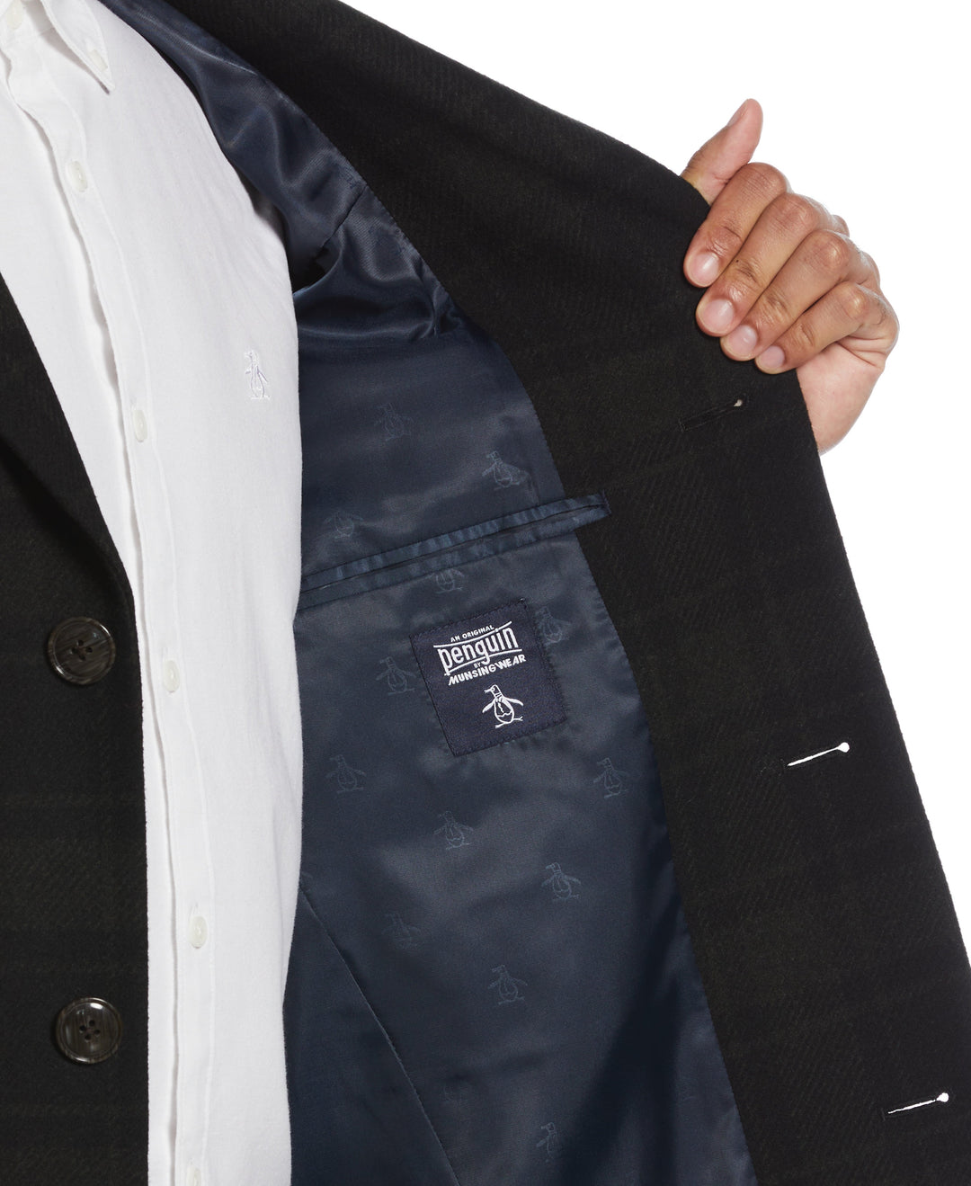 Olive Plaid Priel Overcoat (Black/Aster) 