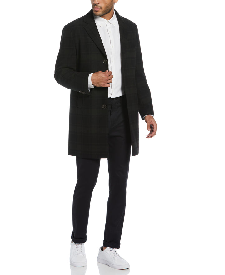 Olive Plaid Priel Overcoat (Black/Aster) 