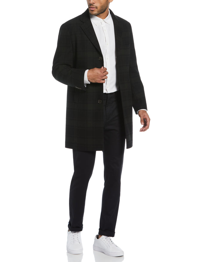 Olive Plaid Priel Overcoat (Black/Aster) 