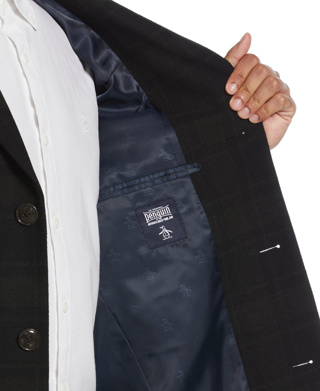 Olive Plaid Priel Overcoat (Black/Aster) 