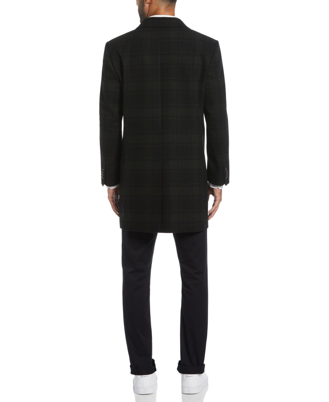 Olive Plaid Priel Overcoat (Black/Aster) 