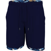 Men's Printed Compression Lining Tennis Shorts (Black Iris) 