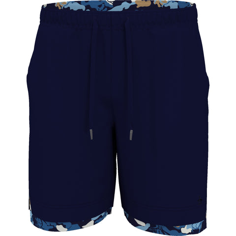 Men's Printed Compression Lining Tennis Shorts (Black Iris) 