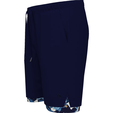 Men's Printed Compression Lining Tennis Shorts (Black Iris) 