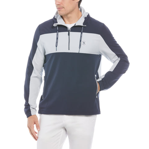 Quarter Zip Color Block Golf Jacket-Golf Jackets-Black Iris-S-Original Penguin