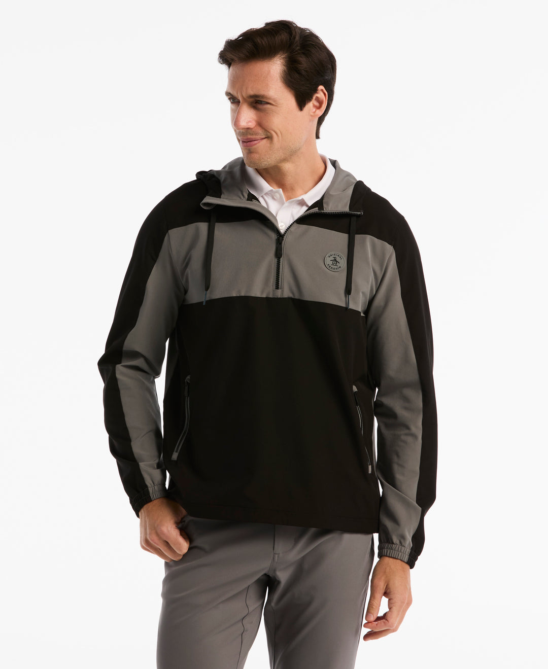 1/4 Zip Color Block Golf Windbreaker Jacket (Caviar) 