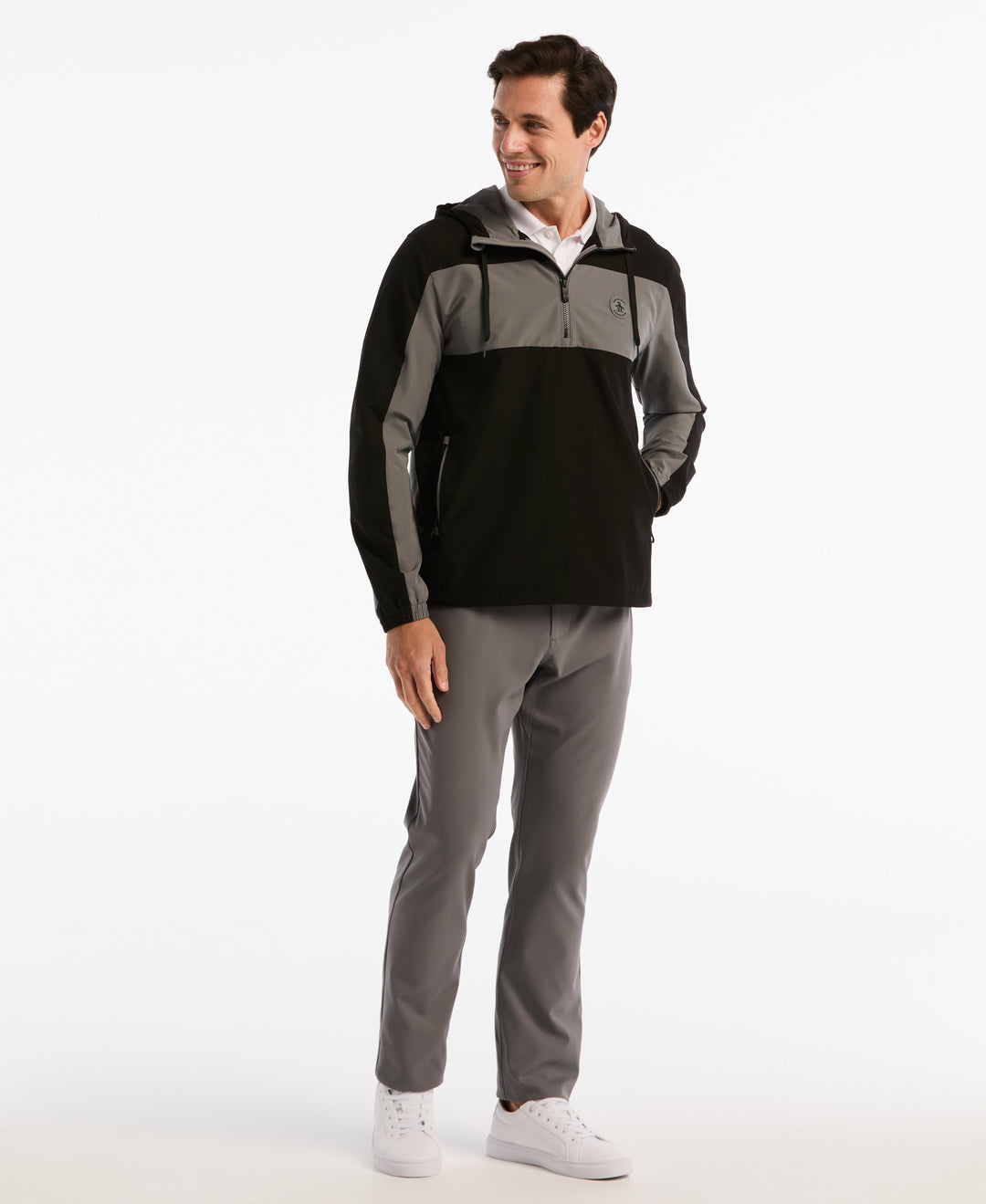 1/4 Zip Color Block Golf Windbreaker Jacket (Caviar) 
