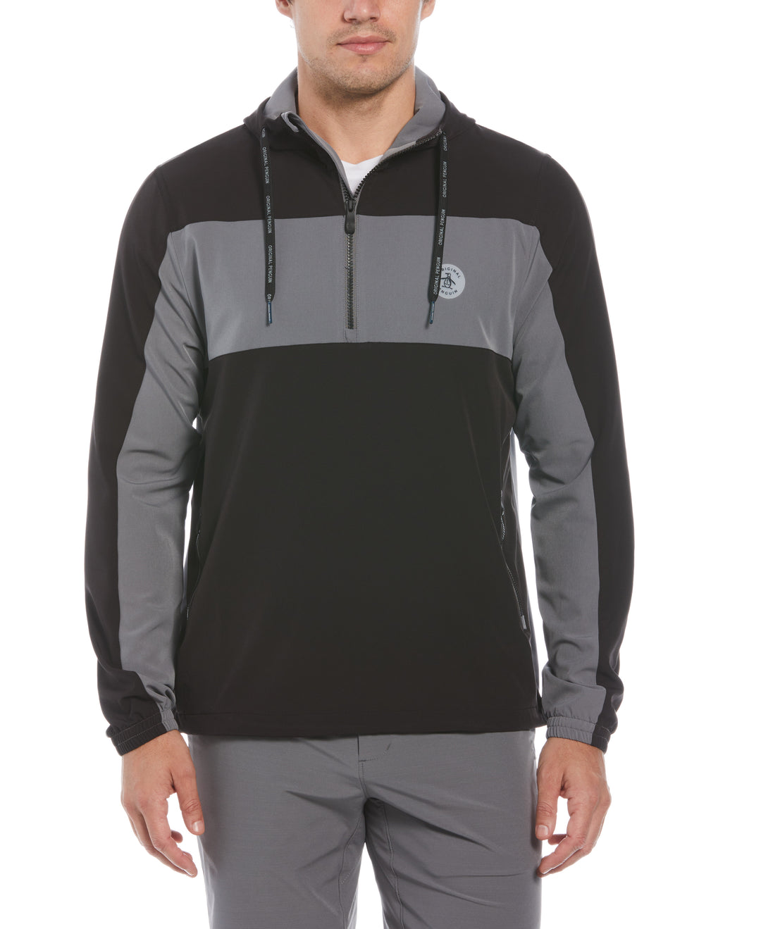 1/4 Zip Color Block Golf Windbreaker Jacket (Caviar) 