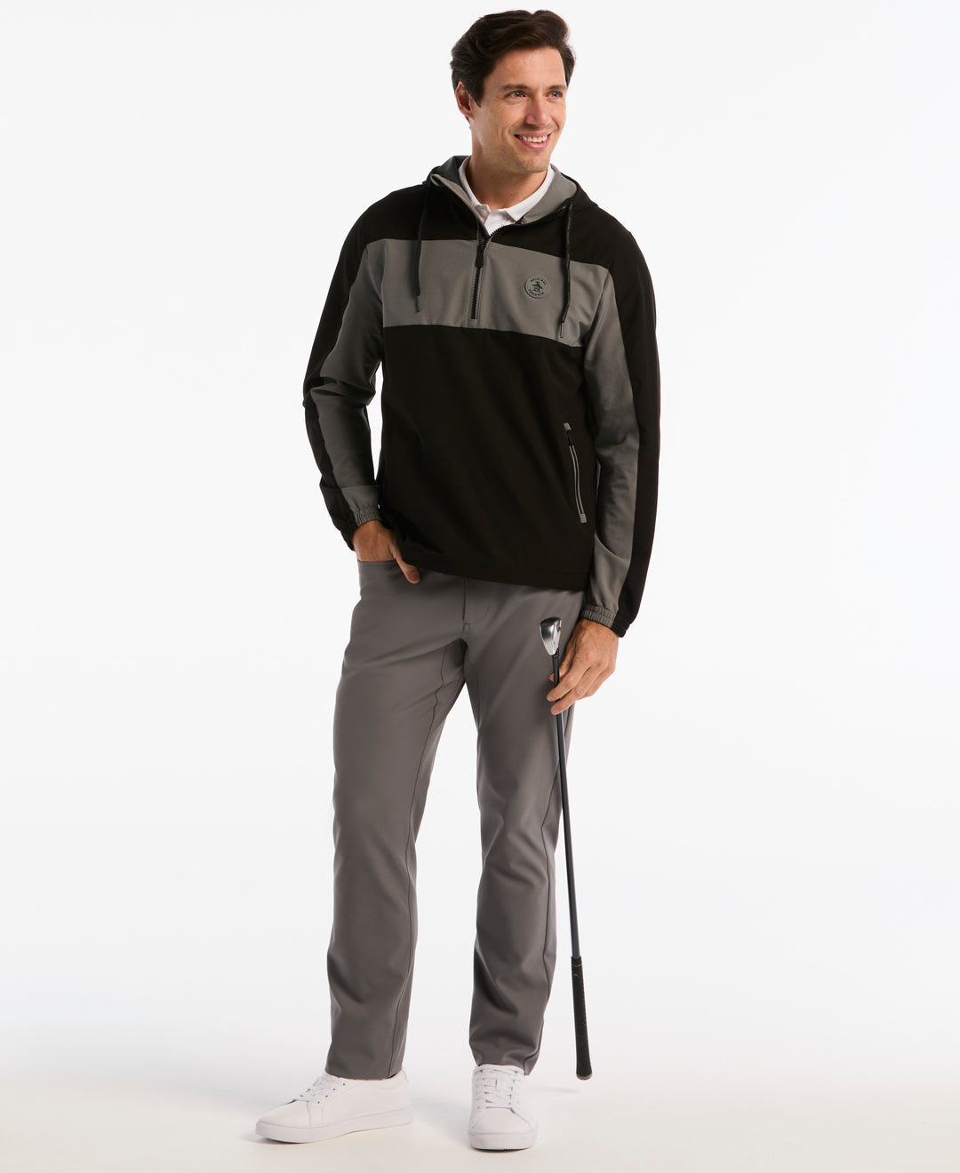 1/4 Zip Color Block Golf Windbreaker Jacket (Caviar) 
