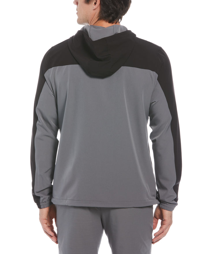 1/4 Zip Color Block Golf Windbreaker Jacket (Caviar) 