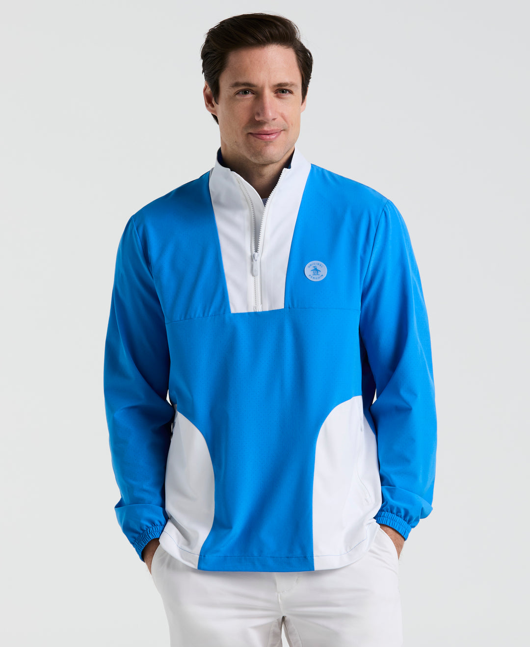 1/4 Zip Lightweight Color Block Layering Golf Shirt (French Blue) 