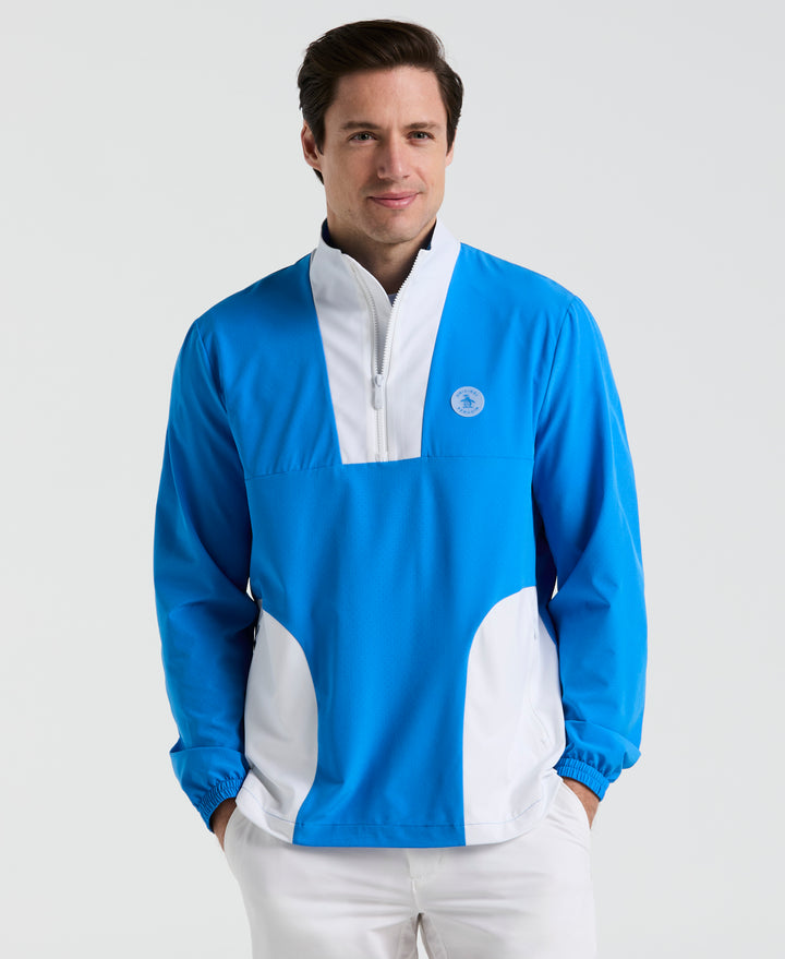 1/4 Zip Lightweight Color Block Layering Golf Shirt (French Blue) 