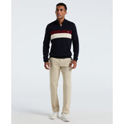 Cotton Colorblock 1/4 Zip Sweater (Dark Sapphire) 