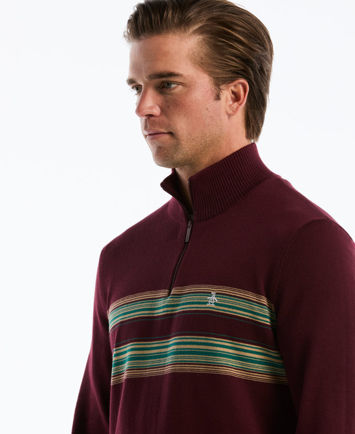 Quarter Zip Degrade Striped Sweater (Port Royale) 