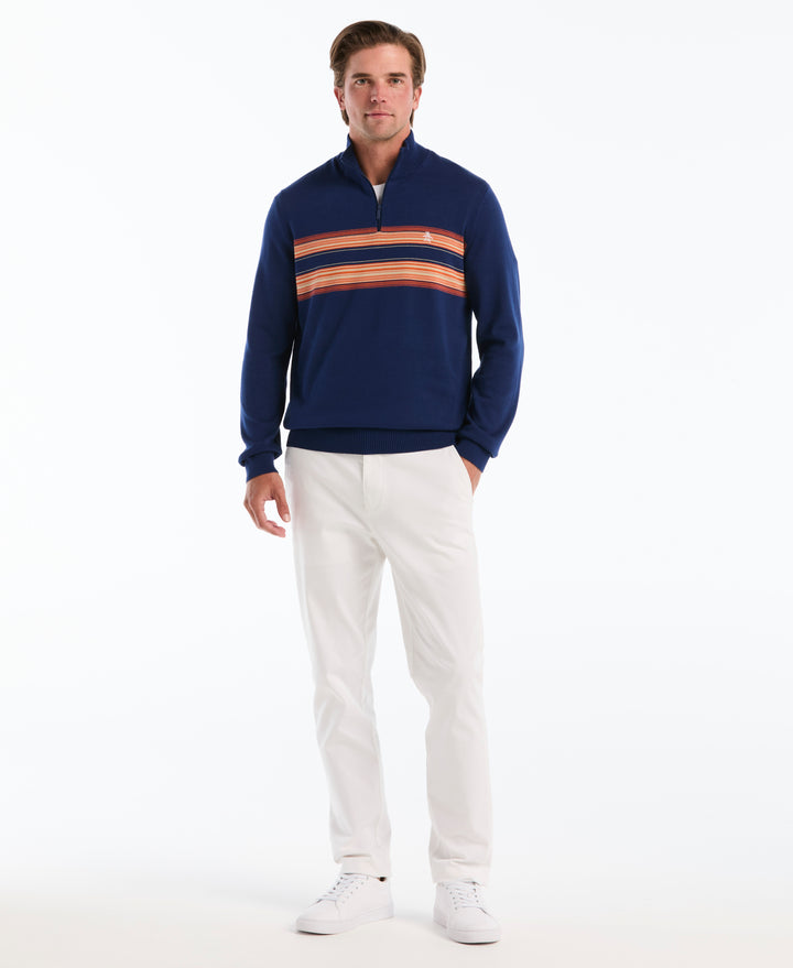 Quarter Zip Degrade Striped Sweater (Blue Depths) 