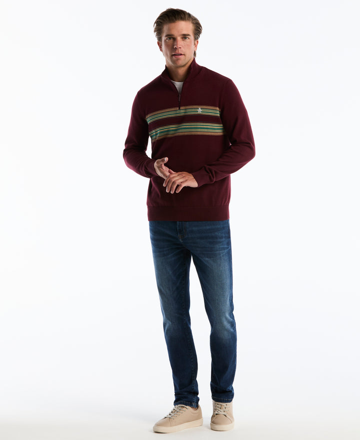 Quarter Zip Degrade Striped Sweater (Port Royale) 