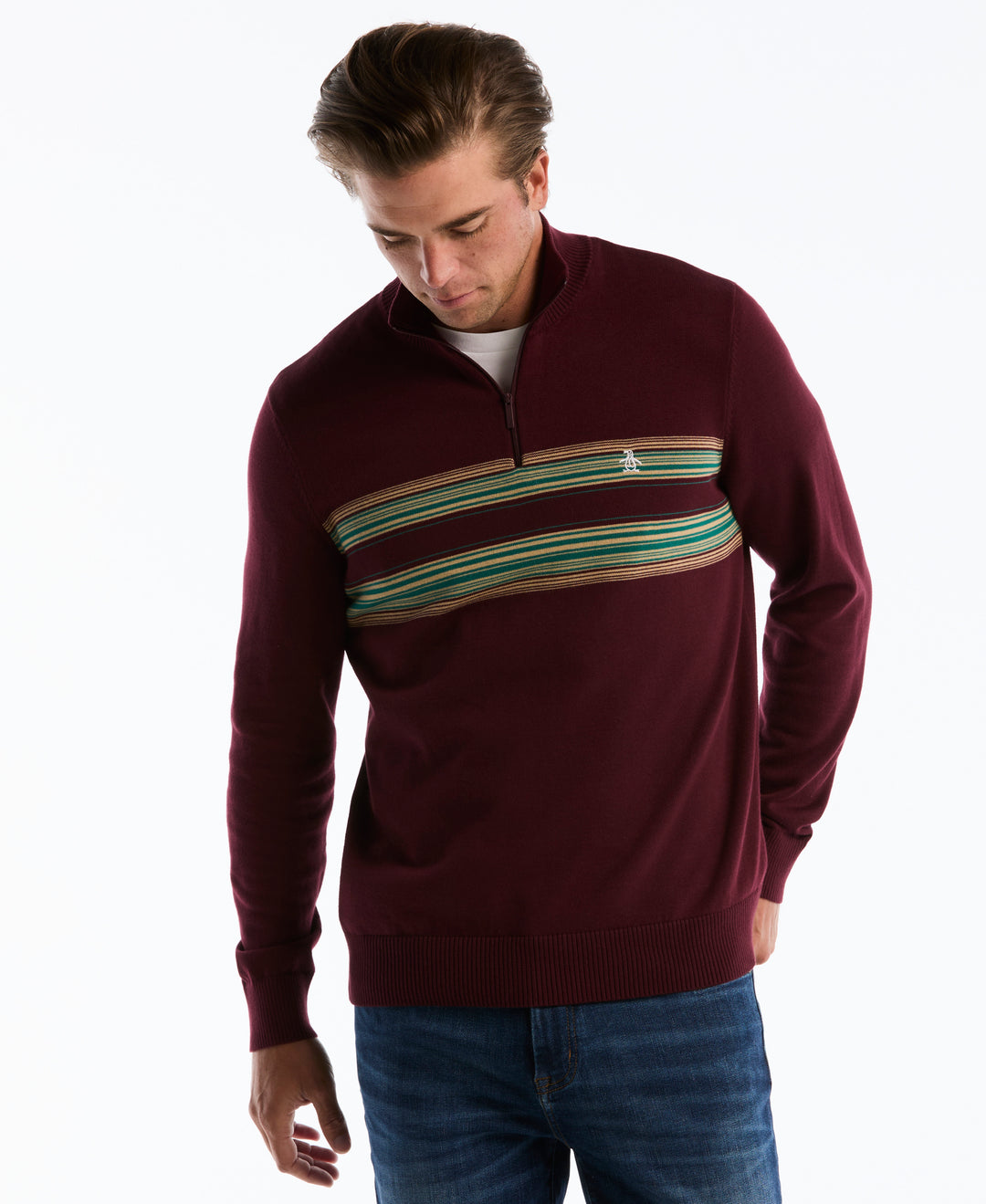 Quarter Zip Degrade Striped Sweater (Port Royale) 