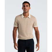 Cotton Jacquard Geo 1/4 Zip Sweater Polo (Birch) 
